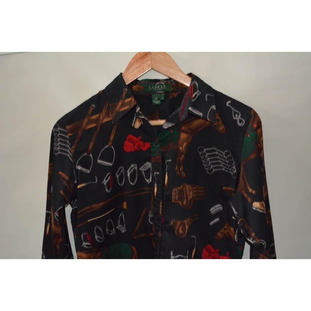Lauren Ralph Lauren Women's Med Black Equestrian Cotton Shirt – Used – 19x23 - Picture 2 of 5